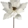 24"White Velvet Poinsettia Flower With Gold Glit Center 2 24"White Velvet Poinsettia Flower With Gold Glit Center -Northlight Shop 106872259586960