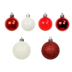 80 Pack Red & White Shatterproof Ball Ornaments By Ashland® -Northlight Shop 10788027 2