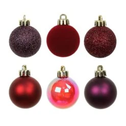 7 Pack 1.5" Burgundy Shades Shatterproof Ball Ornaments By Ashland® 8 7 Pack 1.5" Burgundy Shades Shatterproof Ball Ornaments By Ashland® -Northlight Shop 10789786 2