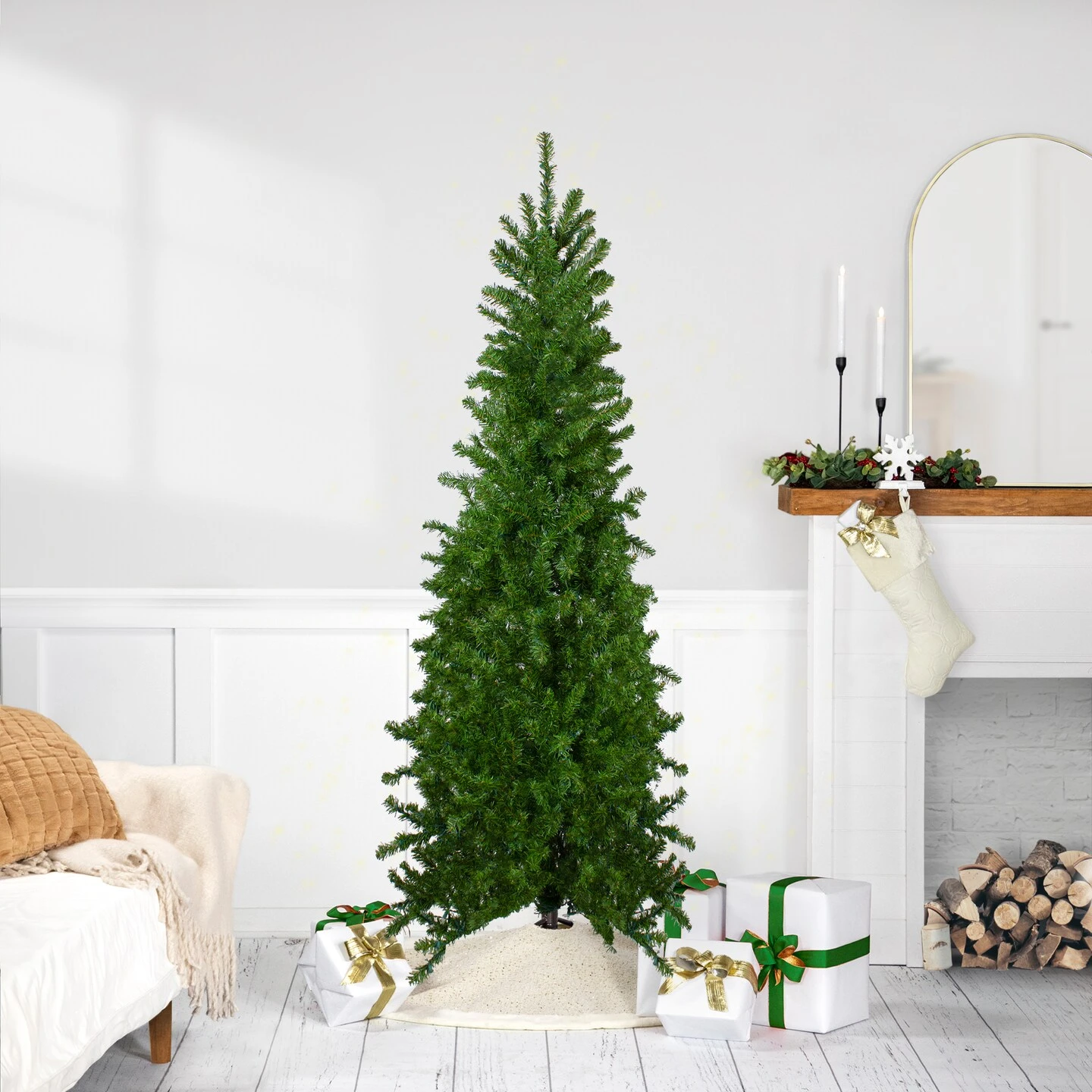 Northlight Canadian Pine Artificial Pencil Christmas Tree - 6.5' - Unlit Green 3 Northlight Canadian Pine Artificial Pencil Christmas Tree - 6.5' - Unlit Green
