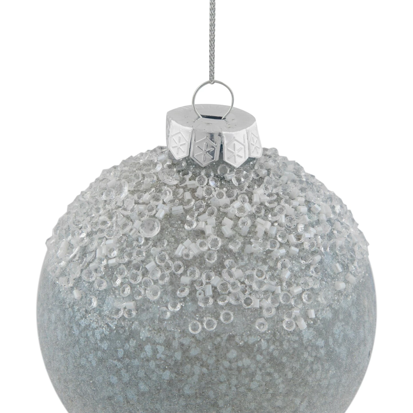 Northlight 4" Silver And White Beaded Glass Christmas Ornament 8 Northlight 4" Silver And White Beaded Glass Christmas Ornament - Image 6