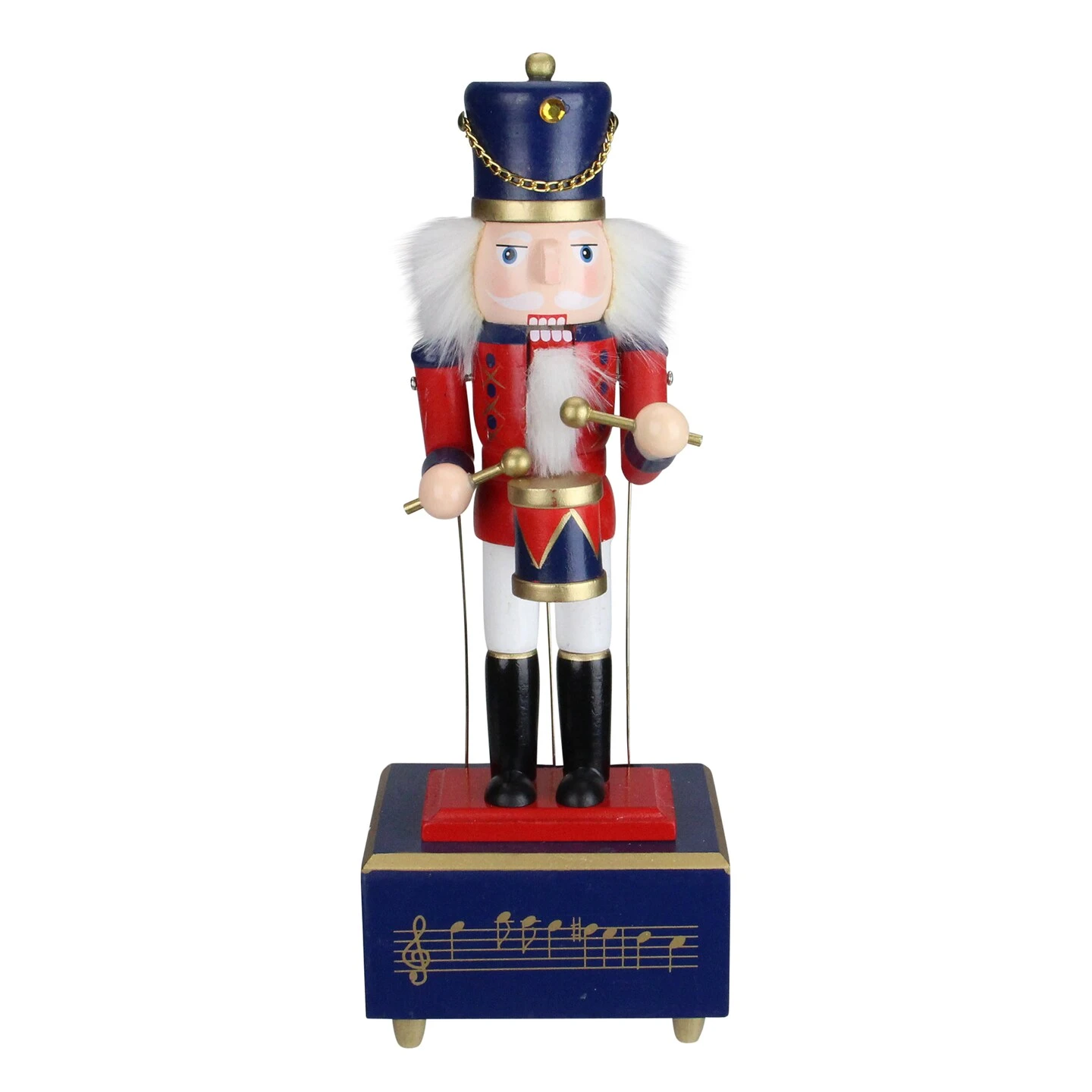 Northlight Nutcracker Drummer Animated And Musical Christmas Figure - 12" - Red And Navy 8 Northlight Nutcracker Drummer Animated And Musical Christmas Figure - 12" - Red And Navy - Image 6