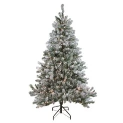 Northlight 7' Pre-Lit Flocked Balsam Pine Artificial Christmas Tree - Clear Lights Green