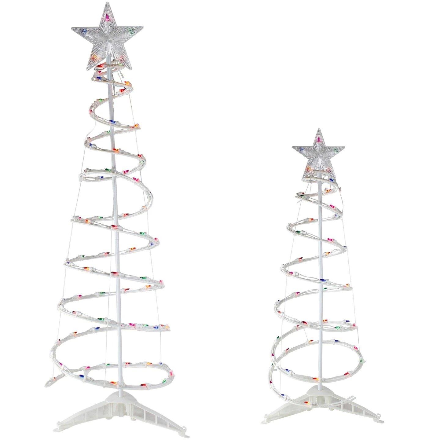Northlight Lighted Sprial Outdoor Christmas Trees - 4' And 6' - Multi-Color - Set Of 2 White 5 Northlight Lighted Sprial Outdoor Christmas Trees - 4' And 6' - Multi-Color - Set Of 2 White - Image 3