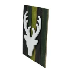 Northlight Deer Head On Forest Inspired Pallet Frame Christmas Wall Hanging - 13" - Green White -Northlight Shop 1152950183591797408