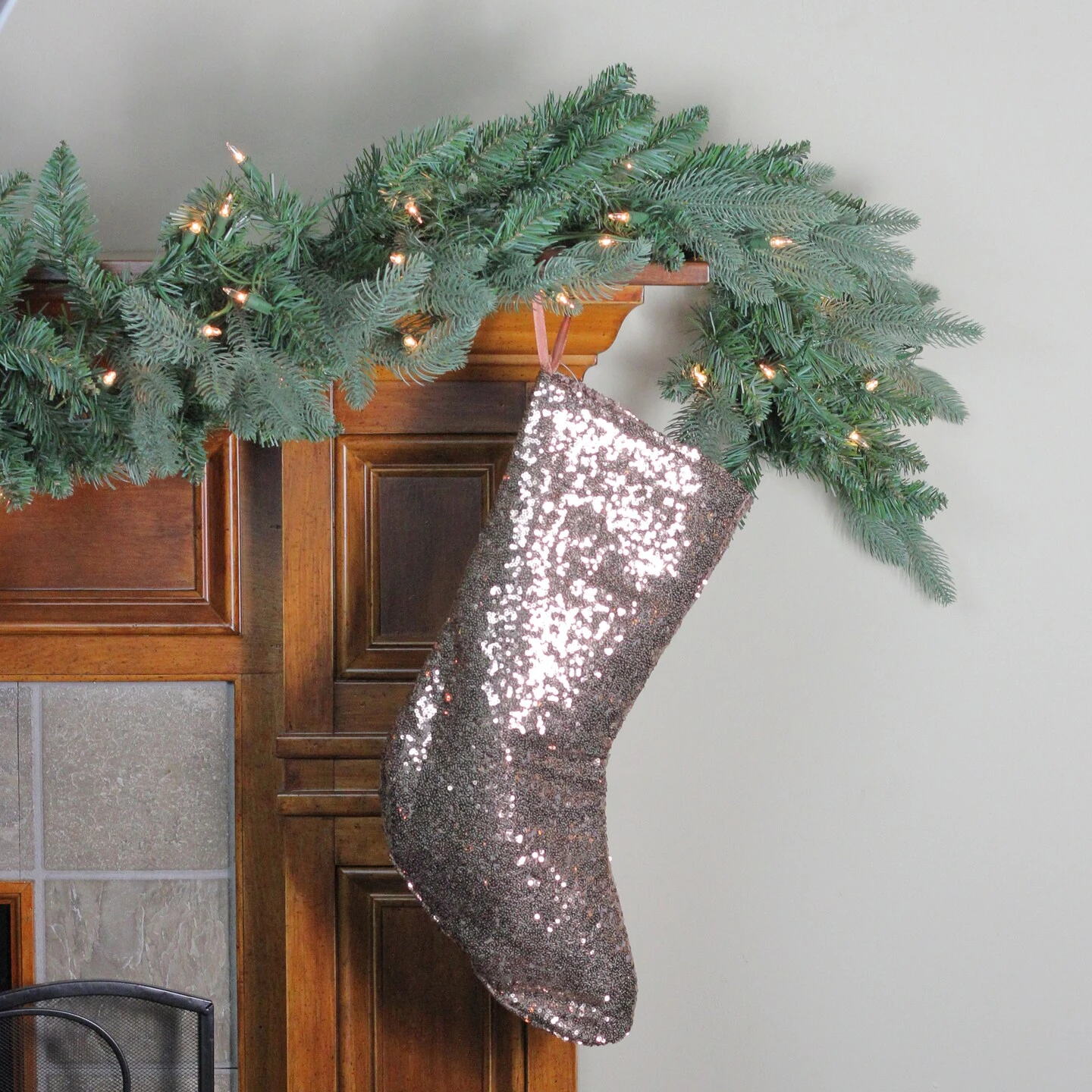 Northlight 17.5" Beige Paillette Sequins Hanging Christmas Stocking 5 Northlight 17.5" Beige Paillette Sequins Hanging Christmas Stocking - Image 3