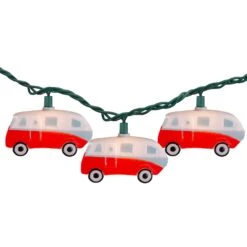 Dennis East Retro Bus Novelty Summer String Lights - 6 Ft Green Wire - 10ct White