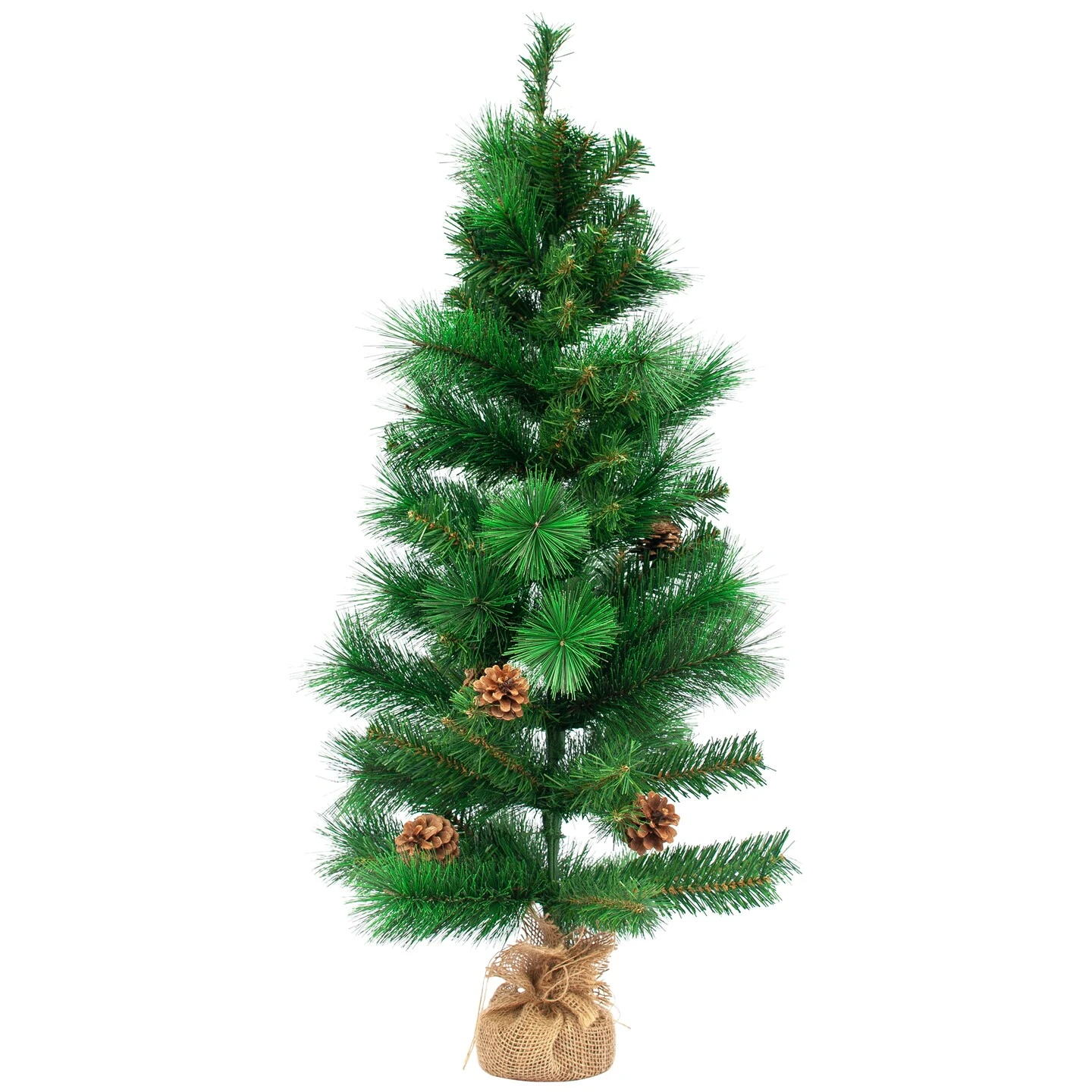 Northlight Mixed Pine And Pine Cones Artificial Christmas Tree In Jute Base - 39" Green 3 Northlight Mixed Pine And Pine Cones Artificial Christmas Tree In Jute Base - 39" Green