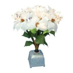 Northlight 20" Fiber Optic Lighted White Poinsettia Artificial Christmas Plant -Northlight Shop 1153301796757443232 2