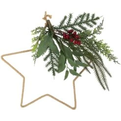 Northlight Mixed Pine Foliage And Berries Star Hanging Christmas Ornament - 11" Green