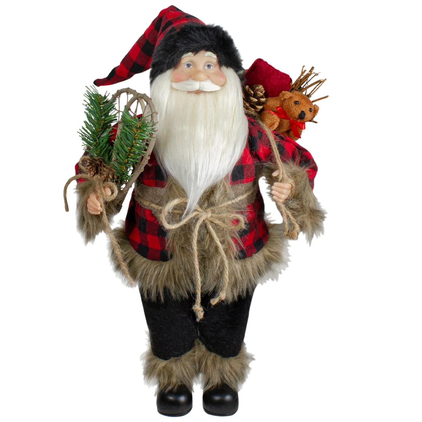 Northlight Standing Santa Christmas Figure With Snow Shoes And Bear - 18" Red 4 Northlight Standing Santa Christmas Figure With Snow Shoes And Bear - 18" Red - Image 2