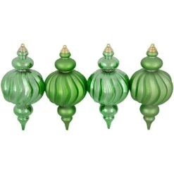Northlight Commercial Size Shatterproof 2-Finish Finial Christmas Ornaments - Green -10" - 4ct -Northlight Shop 1153394047943853280