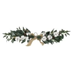 Northlight 25" White Cotton And Pine Cone Christmas Foliage Swag - Unlit Green 8 Northlight 25" White Cotton And Pine Cone Christmas Foliage Swag - Unlit Green -Northlight Shop 1153422314314261152 1