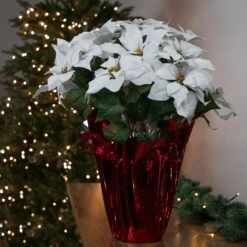 Northlight Artificial Christmas Poinsettia In Wrapped Base - 26" - White -Northlight Shop 1153465326097024224