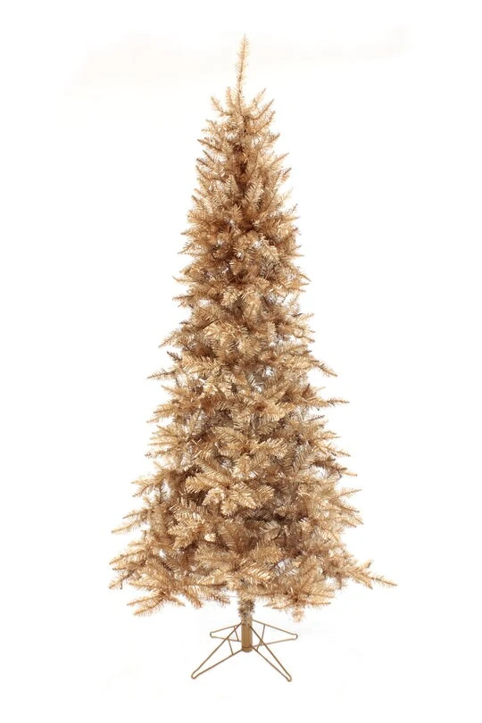 Champagne Gold Slim Christmas Tree With Metal Stand 4 Champagne Gold Slim Christmas Tree With Metal Stand - Image 2