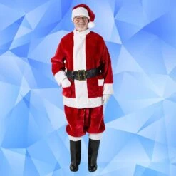 Burgundy Deluxe Santa Costume With Plush Trim And Deep Outside Satin-Lined Pockets