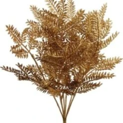 2-Pack: Vibrant Gold Glitter Pine Bush With 7 Sprays - Festive Holiday Accents, Ideal For Christmas Decor & Arrangements - Perfect For Home, Office - 2024 Christmas Collection, Floral Home By Artificial Flowers