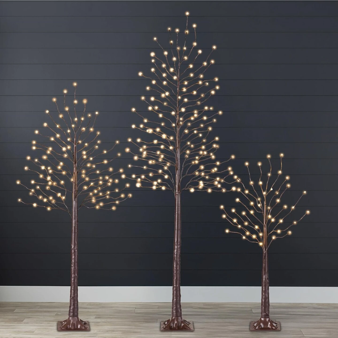4ft, 6ft & 8ft Lighted Birch Tree Set, 3 Pack LED Trees With Remote, Color Options & Outdoor Brown 10 4ft, 6ft & 8ft Lighted Birch Tree Set, 3 Pack LED Trees With Remote, Color Options & Outdoor Brown - Image 8