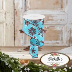 2.5" Multi Snowflake Ribbon: Turquoise (10 Yards) -Northlight Shop 132942993503088 2