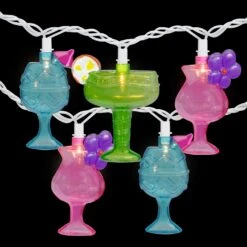 Northlight Cocktail Glasses Patio Light Set - Multi-Color - 7.25' White Wire - 10ct -Northlight Shop 1336845783696
