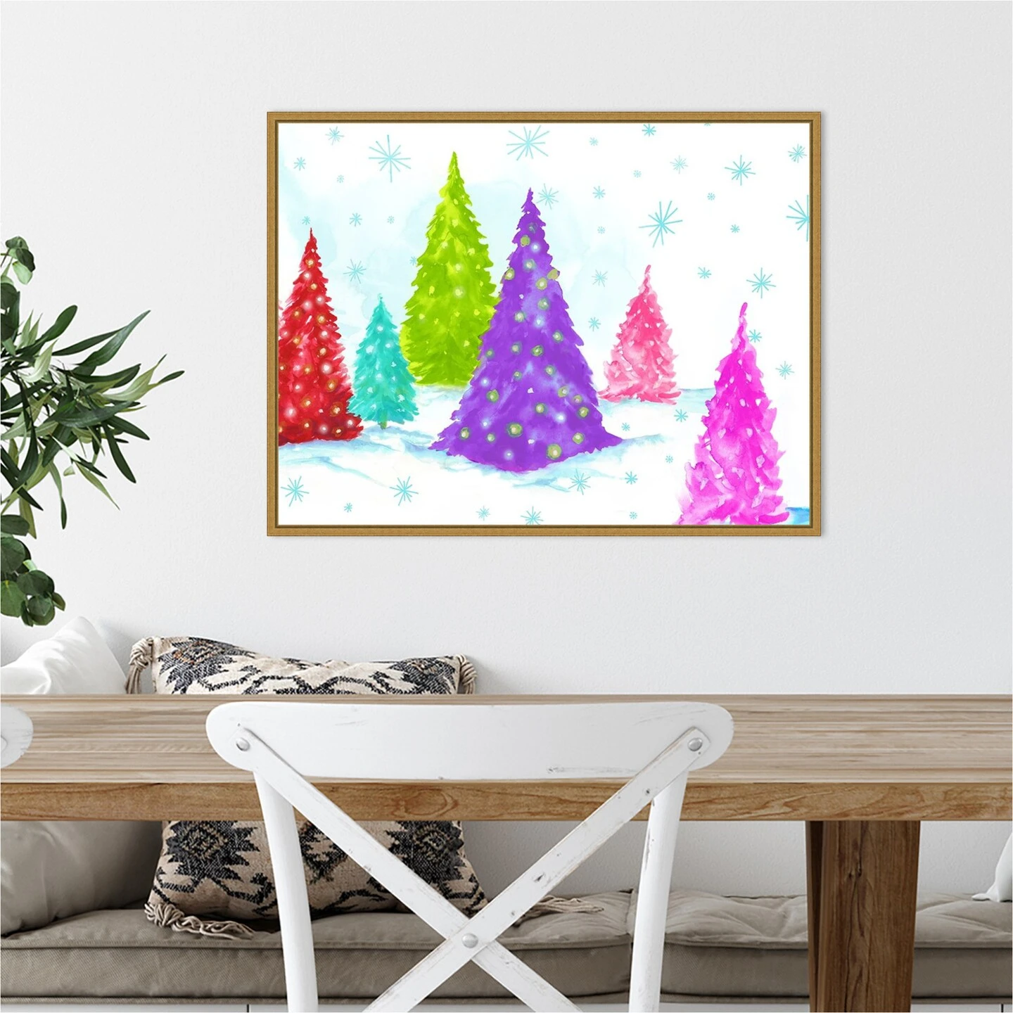 Magic Christmas Trees II By PI Studio 24-in. W X 18-in. H. Canvas Wall Art Print Framed In Gold 6 Magic Christmas Trees II By PI Studio 24-in. W X 18-in. H. Canvas Wall Art Print Framed In Gold - Image 4