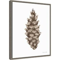 Peace And Joy Pinecone By Sara Zieve Miller 16-in. W X 20-in. H. Canvas Wall Art Print Framed In Grey