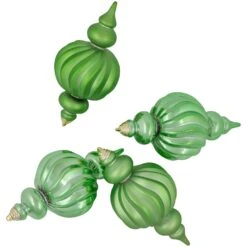 Northlight Commercial Size Shatterproof 2-Finish Finial Christmas Ornaments - Green -10" - 4ct -Northlight Shop 141493691983072