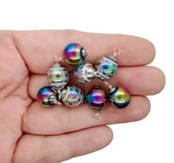 Miniature Christmas Ornaments, 8 Pcs With Hooks, Pretty Rainbow Metallic Glass Balls, Adorabilities -Northlight Shop 141494961853664