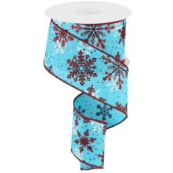 2.5" Multi Snowflake Ribbon: Turquoise (10 Yards) -Northlight Shop 142641401680752 1