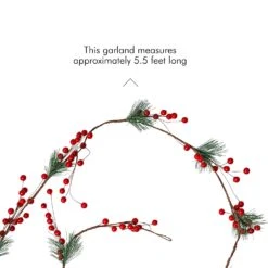 Ornativity Pine And Berries Garland - Pine Needles And Berry Rustic Holiday Christmas Tree Natural Garland Decorations – 6 Ft -Northlight Shop 144120920368926281 2
