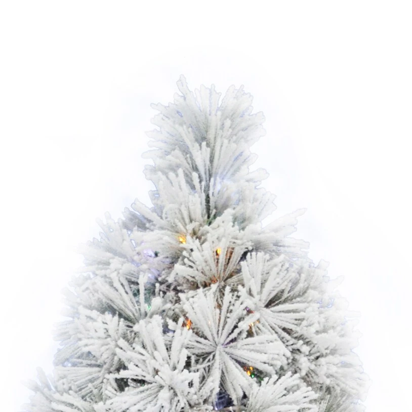 Perfect Holiday Pre-lit Atka Pine Flocked Christmas Tree With Metal Stand 7 Perfect Holiday Pre-lit Atka Pine Flocked Christmas Tree With Metal Stand - Image 5