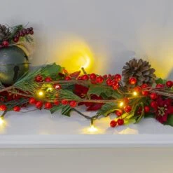 Ornativity Pine And Berries Garland - Pine Needles And Berry Rustic Holiday Christmas Tree Natural Garland Decorations – 6 Ft -Northlight Shop 144131104944344649 1