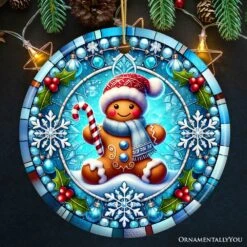 Crystal Snow Gingerbread Man Ornament, Magical Gift And Decor For Christmas Tree -Northlight Shop 14687633805424