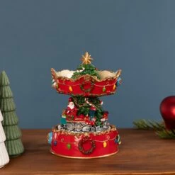 Northlight Santa On Train Musical Christmas Carousel - 6" - Red And Gold -Northlight Shop 147832946763600 2