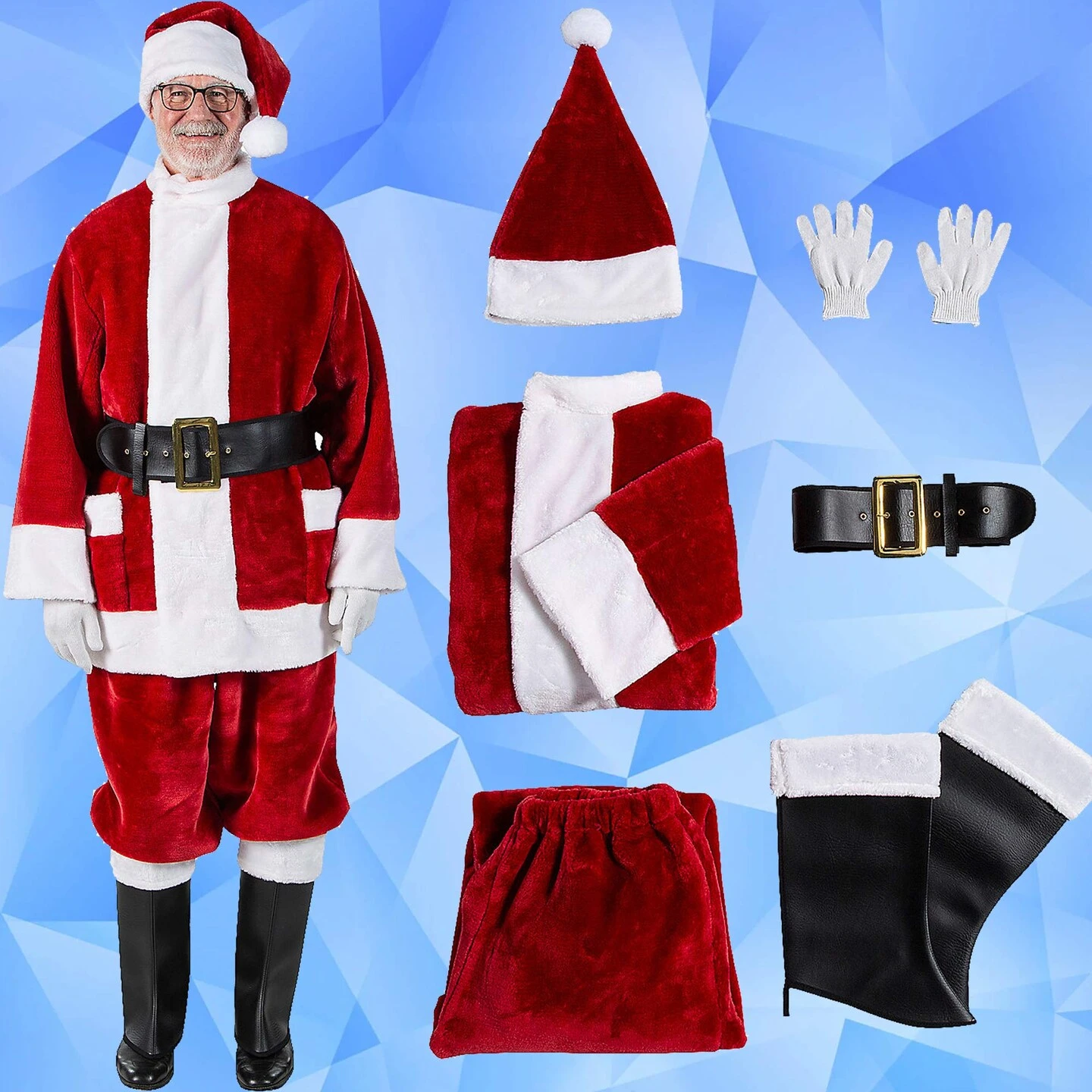 Burgundy Deluxe Santa Costume With Plush Trim And Deep Outside Satin-Lined Pockets 10 Burgundy Deluxe Santa Costume With Plush Trim And Deep Outside Satin-Lined Pockets - Image 8