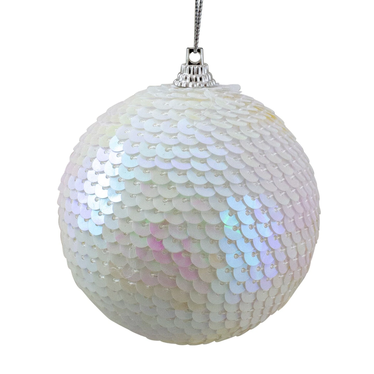 Northlight 3" White Iridescent Sequin Shatterproof Ball Christmas Ornament 3 Northlight 3" White Iridescent Sequin Shatterproof Ball Christmas Ornament