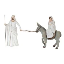 Melrose Christmas Holy Family With Donkey Tabletop Decoration - 10" - 2-Piece White -Northlight Shop 15461299606880 2