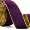 Purple Wide Velvet Ribbon Wired For Christmas Tree, Garland, Wreath, 1.5 Inch 10 Yards 2 Purple Wide Velvet Ribbon Wired For Christmas Tree, Garland, Wreath, 1.5 Inch 10 Yards -Northlight Shop 155971713802704