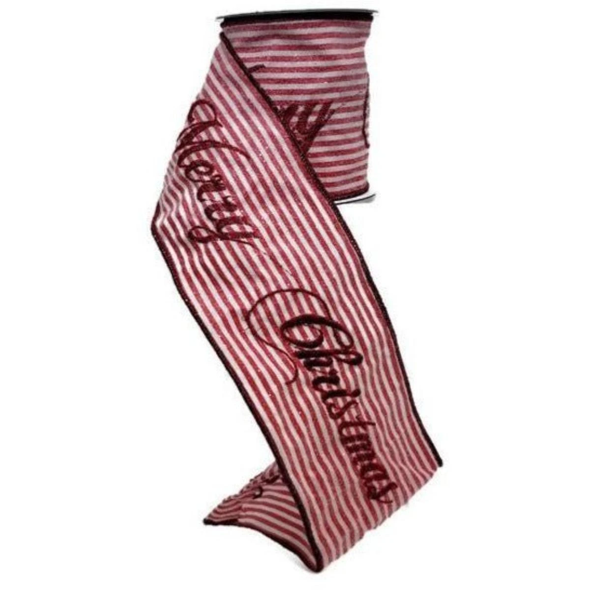 4" Frosted Stripe Merry Christmas Ribbon (5 Yards) 8 4" Frosted Stripe Merry Christmas Ribbon (5 Yards) - Image 6