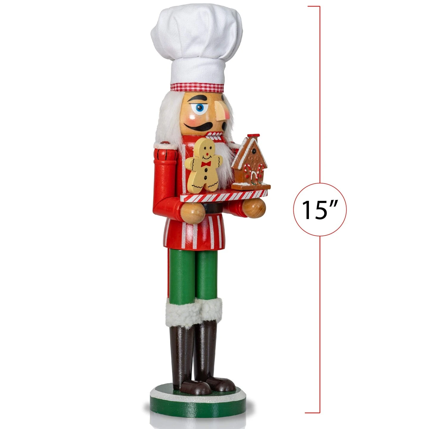 Ornativity Christmas Chef Nutcracker Figure – Wooden Chef Hat Nutcracker With Gingerbread Man And House Holiday Decoration 8 Ornativity Christmas Chef Nutcracker Figure – Wooden Chef Hat Nutcracker With Gingerbread Man And House Holiday Decoration - Image 6