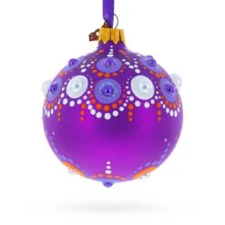 Purple Majesty With Silver Accents Geometric Glass Ball Christmas Ornament 3.25 Inches 12 Purple Majesty With Silver Accents Geometric Glass Ball Christmas Ornament 3.25 Inches -Northlight Shop 159970449722064