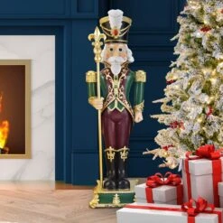 Haute Decor 35 Inch Tall Solid Resin Decorative Holiday Nutcracker With Fleur De Lis 20 Haute Decor 35 Inch Tall Solid Resin Decorative Holiday Nutcracker With Fleur De Lis -Northlight Shop 160189663302576 1