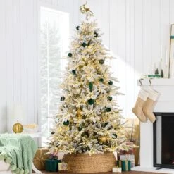 Pre Lit Aspen Noble Fir Christmas Tree, 1,500 Twinkling Micro LED Lights, 3,000 Branch Tips, Cordless Setup, Full & Realistic