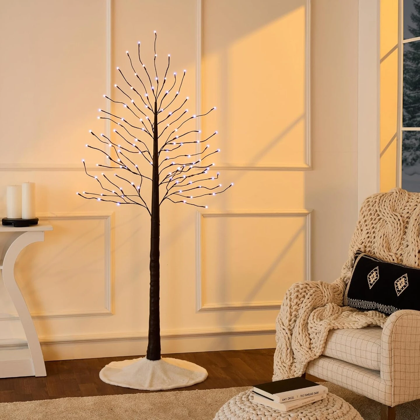 4ft, 6ft & 8ft Lighted Birch Tree Set, 3 Pack LED Trees With Remote, Color Options & Outdoor Brown 8 4ft, 6ft & 8ft Lighted Birch Tree Set, 3 Pack LED Trees With Remote, Color Options & Outdoor Brown - Image 6