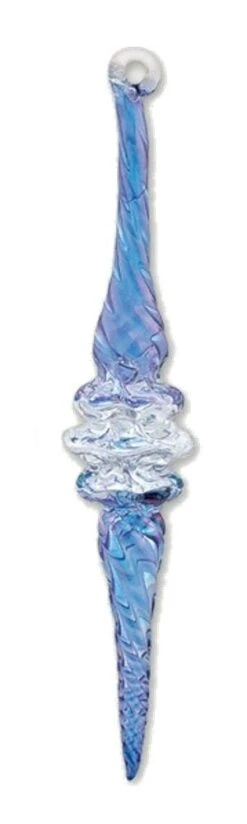 Outer Swirl Icicle Glass Ornaments - Blue - Clear Center 10 Outer Swirl Icicle Glass Ornaments - Blue - Clear Center -Northlight Shop 162649967068016 1