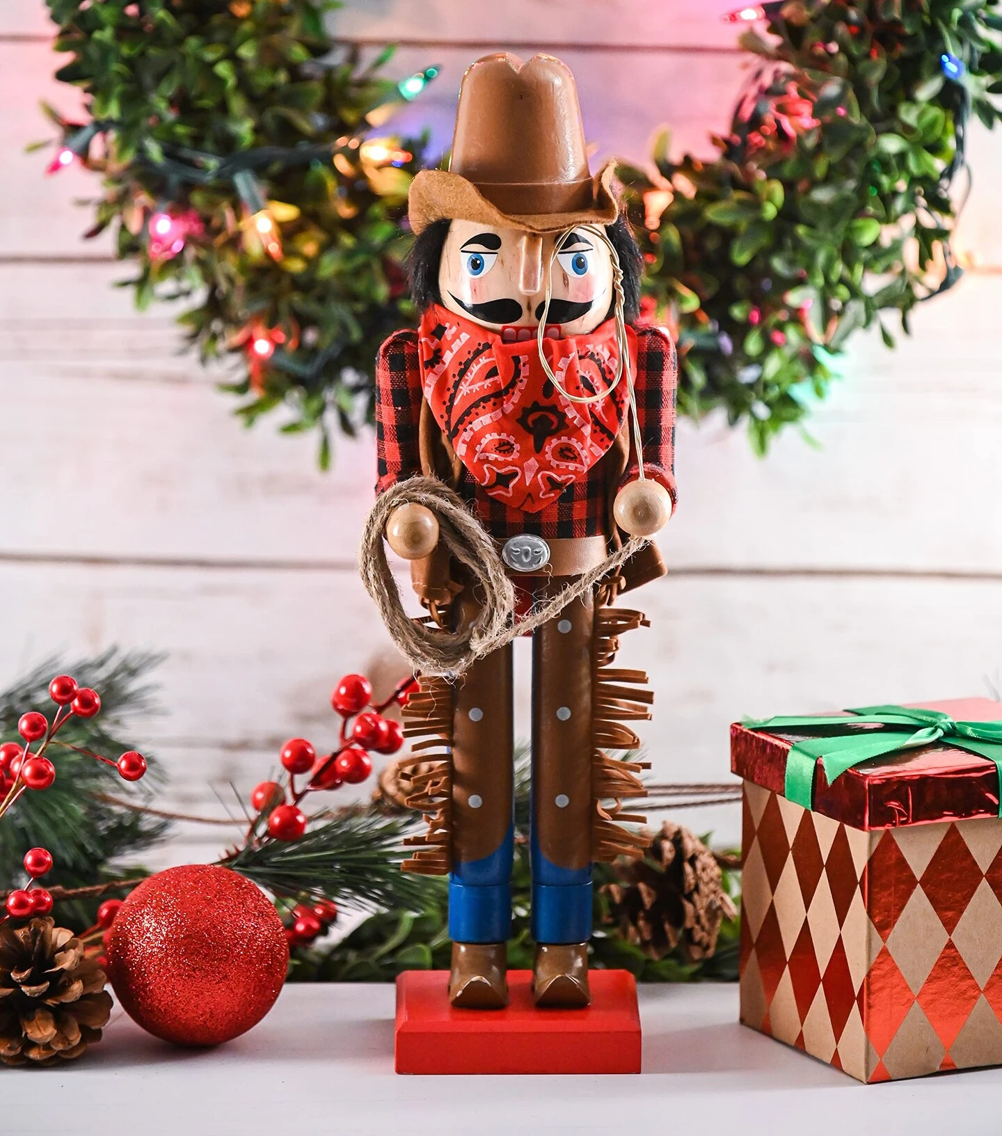 Ornativity Christmas Western Cowboy Nutcracker – Brown And Red Wooden Nutcracker Cow Boy With A Rope And Lasso Xmas Themed Holiday Nut Cracker Doll Figure Decorations 11 Ornativity Christmas Western Cowboy Nutcracker – Brown And Red Wooden Nutcracker Cow Boy With A Rope And Lasso Xmas Themed Holiday Nut Cracker Doll Figure Decorations - Image 9