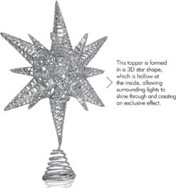 Ornativity Silver Star Tree Topper – Christmas Silver 3D Glitter Star Ornament Treetop Decoration -Northlight Shop 163284209225 2