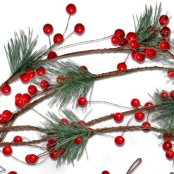 Ornativity Pine And Berries Garland - Pine Needles And Berry Rustic Holiday Christmas Tree Natural Garland Decorations – 6 Ft -Northlight Shop 163289157193 1