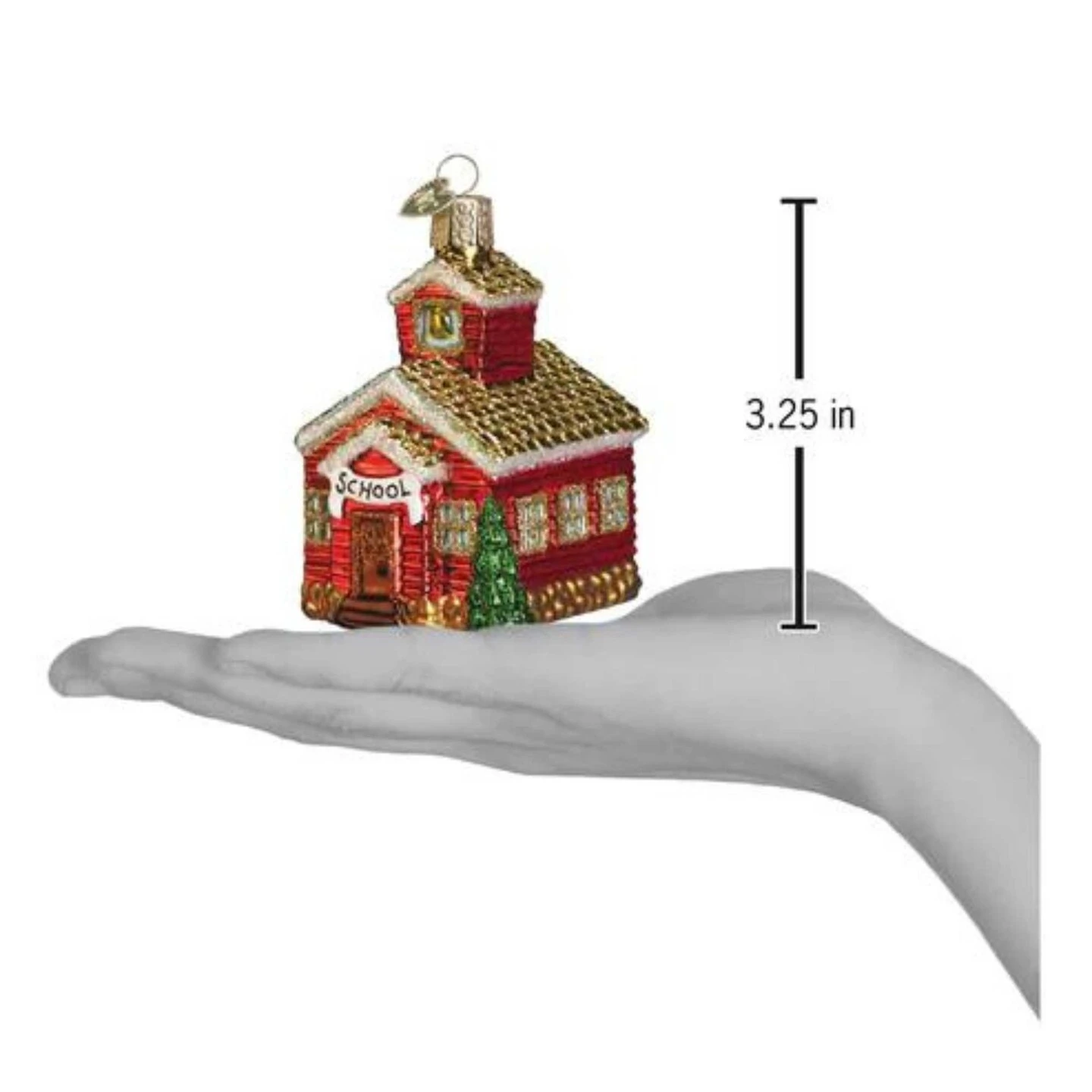 Old World Christmas 3.25 In School House Christmas Tree Ornament , Ornament Teacher Red 4 Old World Christmas 3.25 In School House Christmas Tree Ornament , Ornament Teacher Red - Image 2