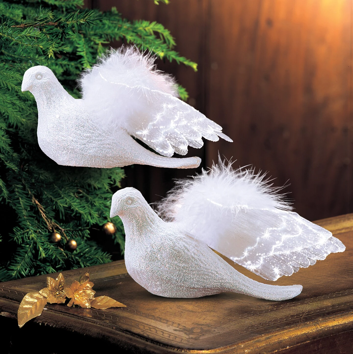 Collections Etc Holiday Fiber Optic Lighted Doves Decoration - Set Of 2 3 Collections Etc Holiday Fiber Optic Lighted Doves Decoration - Set Of 2